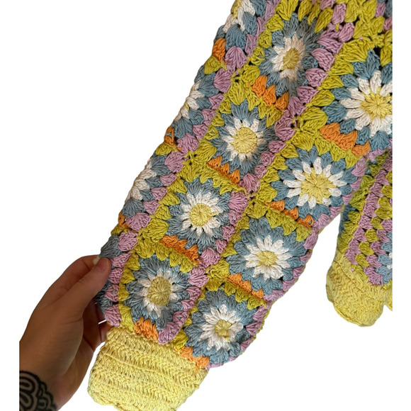 Alemais Petra Crochet Open Front Cardigan Yellow Multi 10 - Picture 4 of 8